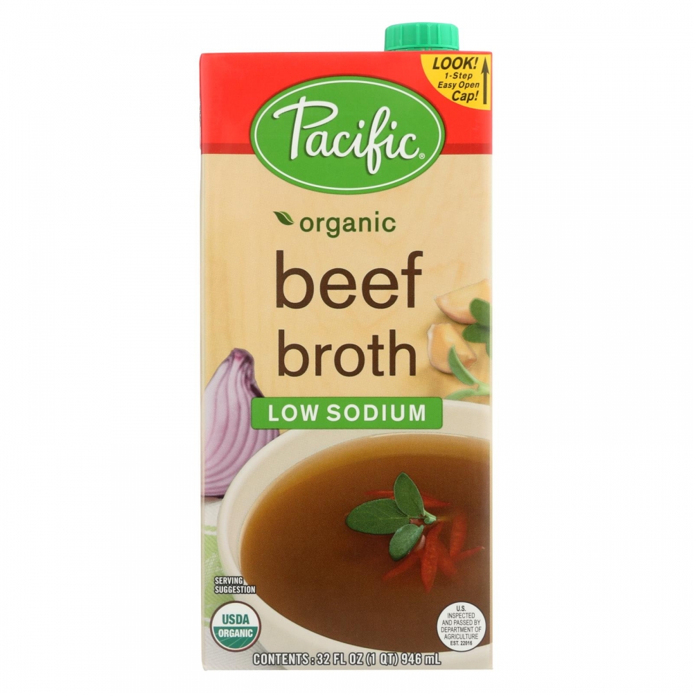 Pacific Natural Foods Beef Broth - Low Sodium - 12개 묶음상품 - 32 Fl oz.
