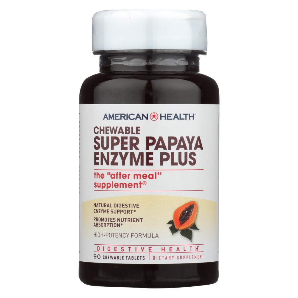 American Health - Super Papaya Enzyme Plus Chewable - 90 Chewable Tablets