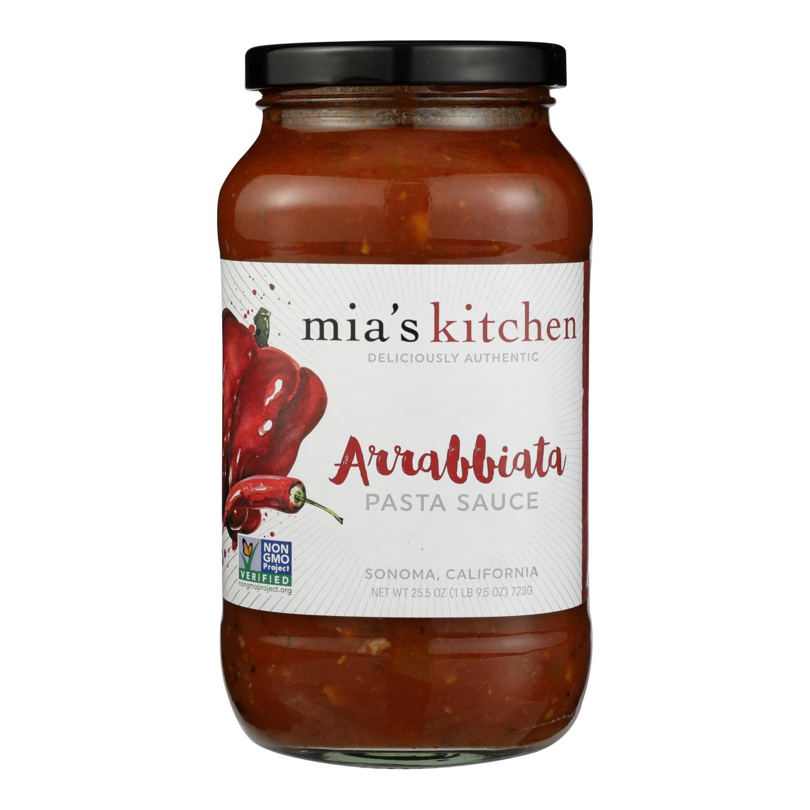 Mia's Kitchen's Authentic Pasta Sauce With Arrabiata Peppers - Case of 6 - 25.5 OZ