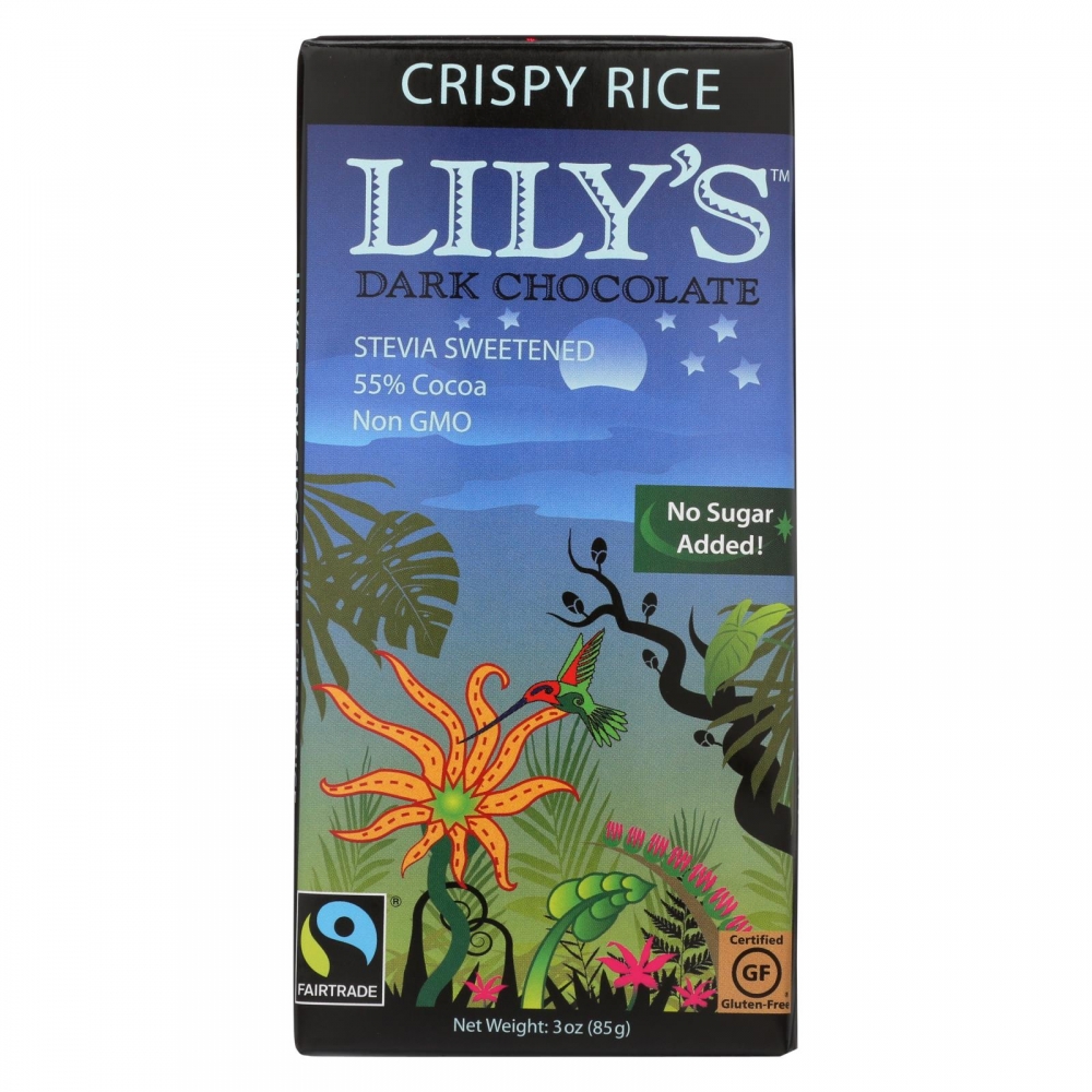Lily's Sweets Chocolate Bar - Dark Chocolate - 55 Percent Cocoa - Crispy Rice - 3 oz Bars - 12개 묶음상품