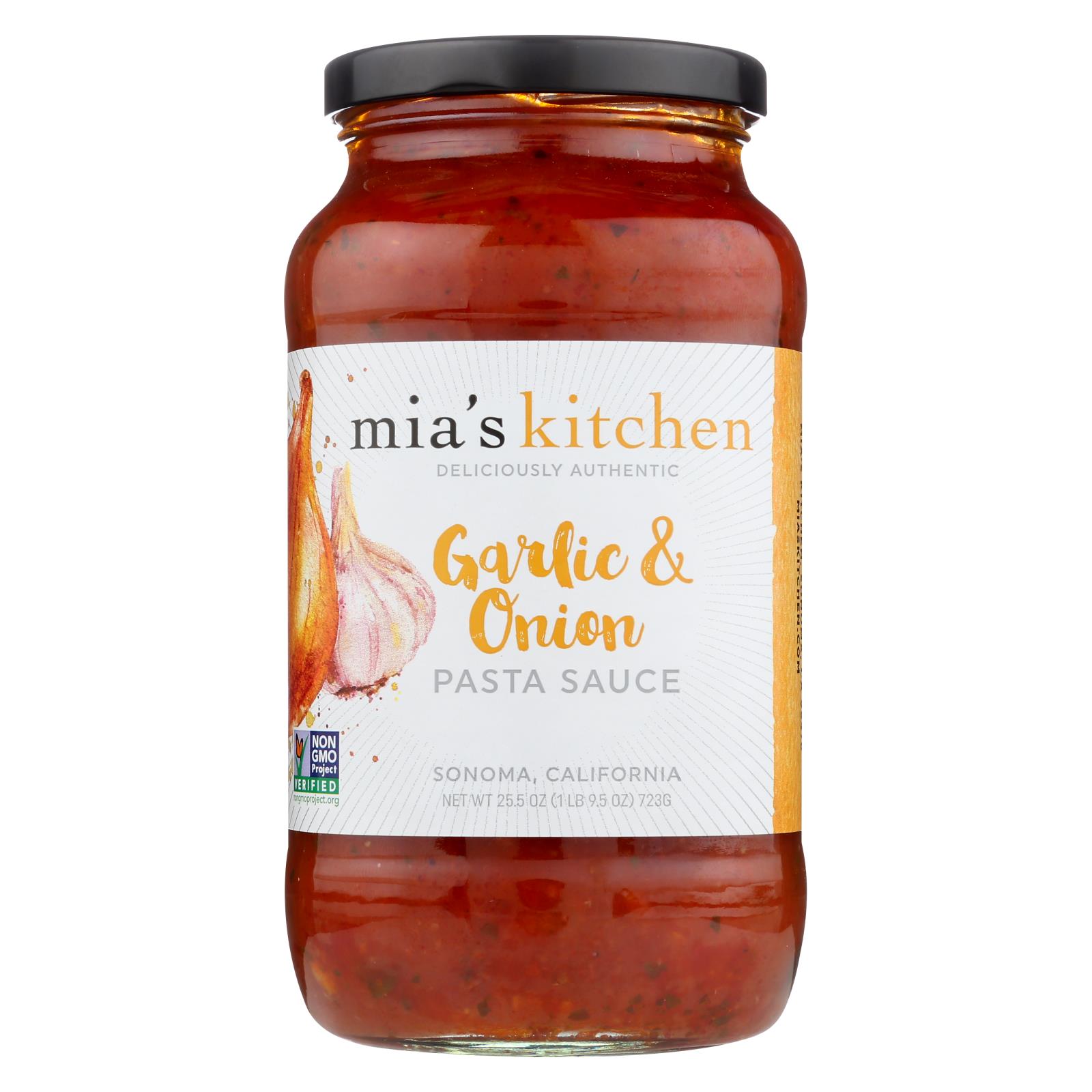 Mia's Kitchen's Authentic Pasta Sauce With Garlic And Onion - Case of 6 - 25.5 OZ