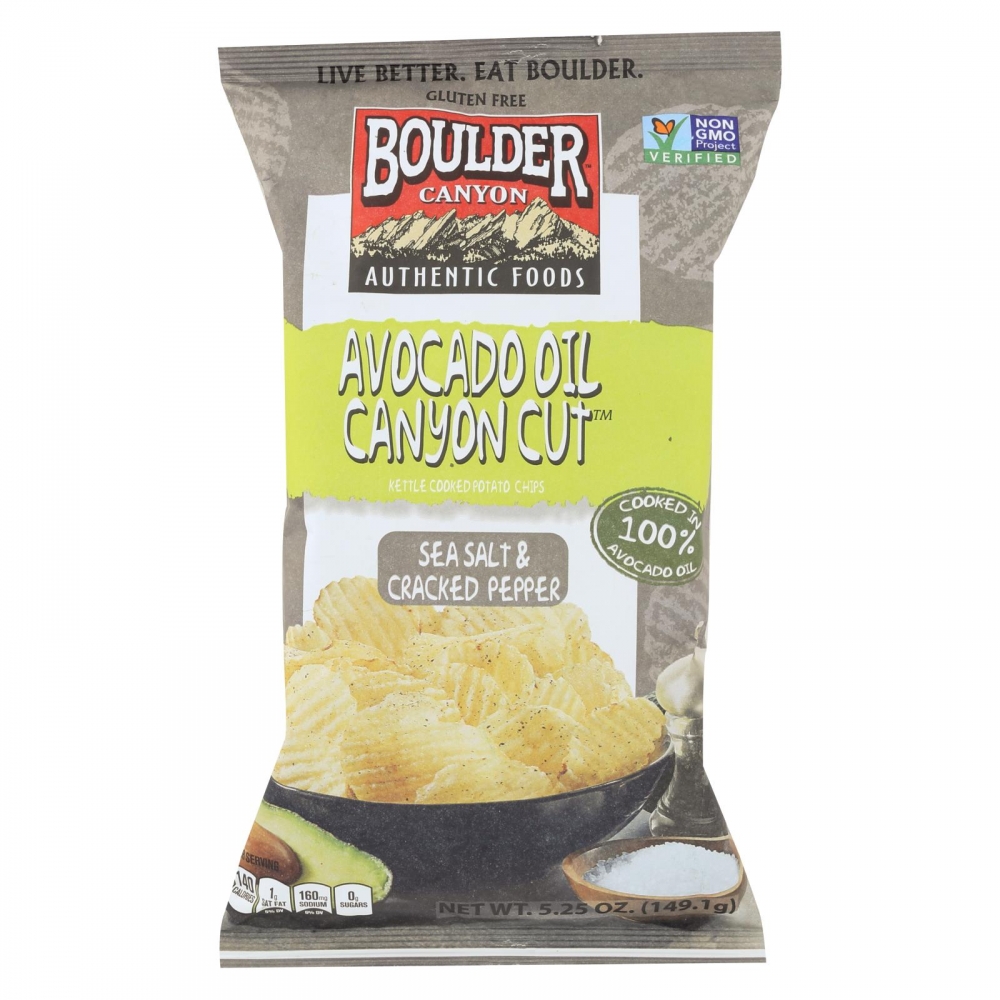 Boulder Canyon - Avocado Oil Canyon Cut Potato Chips - Sea Salt and Cracked Pepper - 12개 묶음상품 - 5.25 oz.