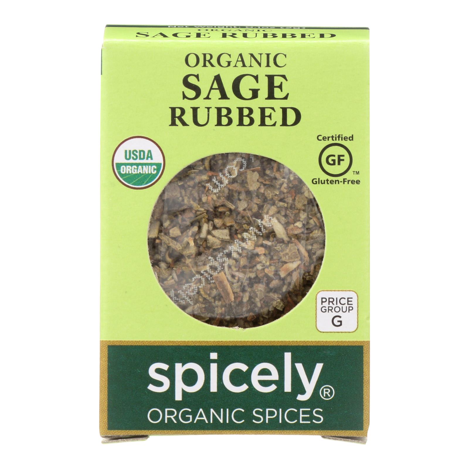 Spicely Organics - Organic Sage - Rubbed - 6개 묶음상품 - 0.1 oz.