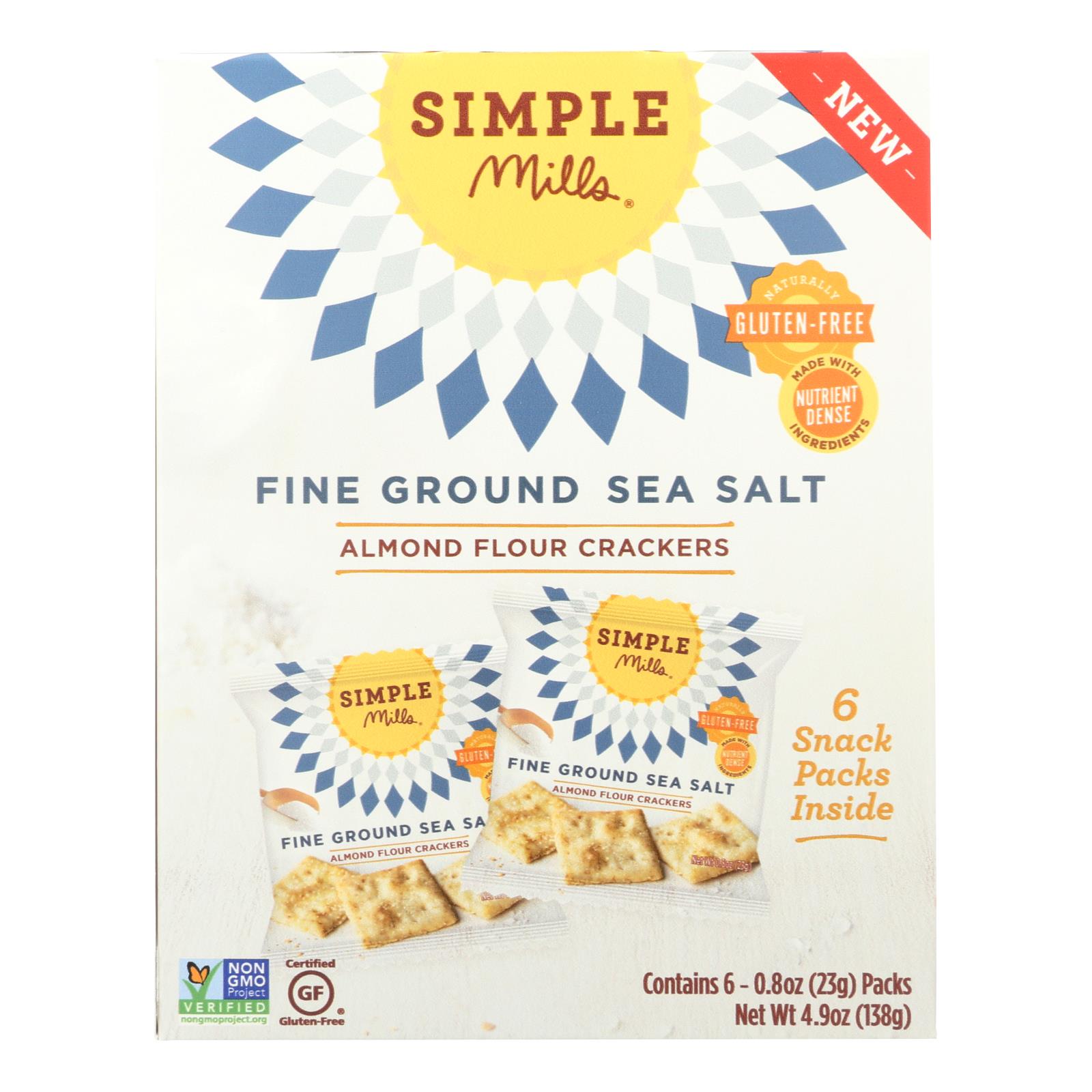 Simple Mills Fine Ground Sea Salt Almond Flour Crackers - 6개 묶음상품 - 4.9 OZ