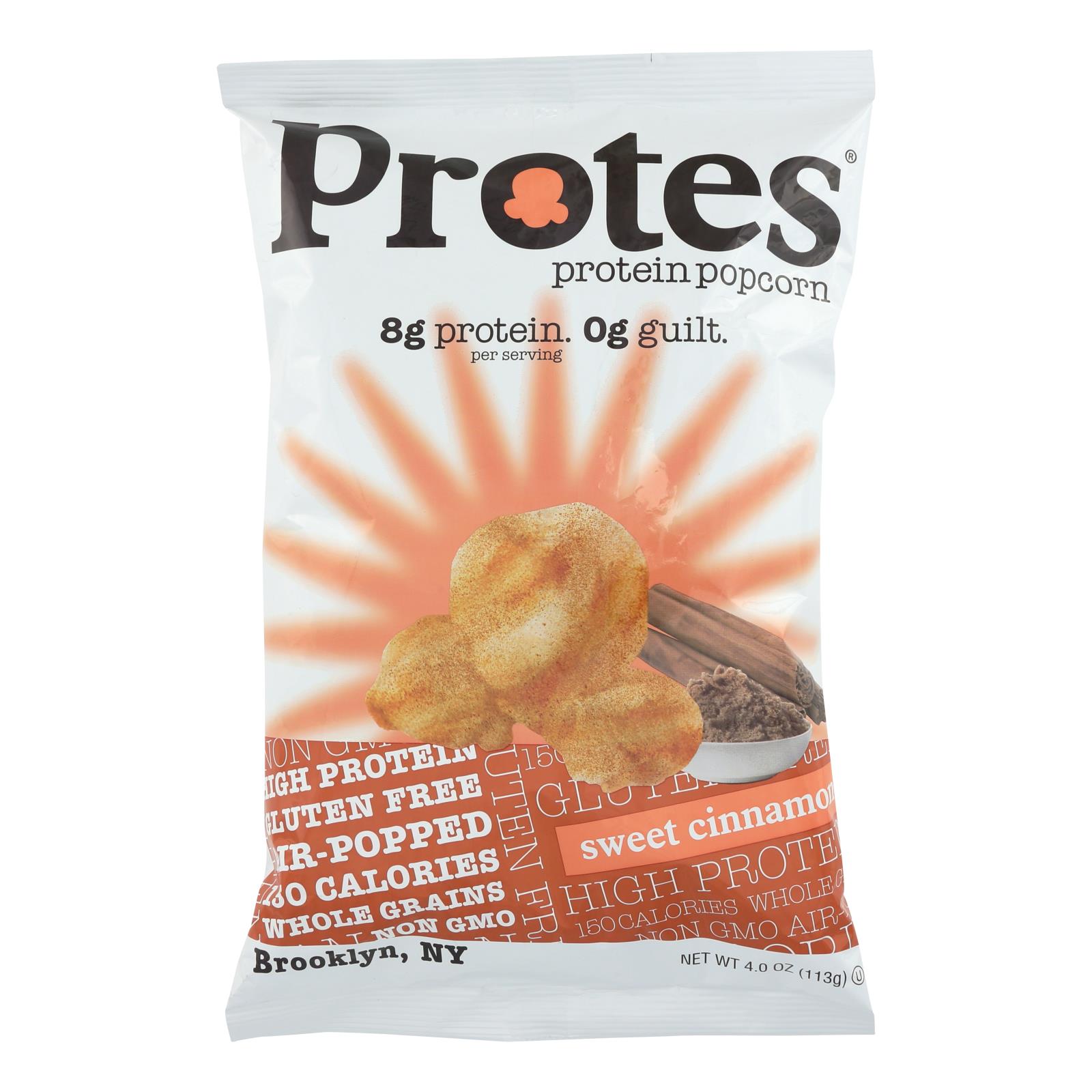 Protes Protein Chips - Popcorn Prot Sweet Cinnamon - Case of 12 - 4 OZ