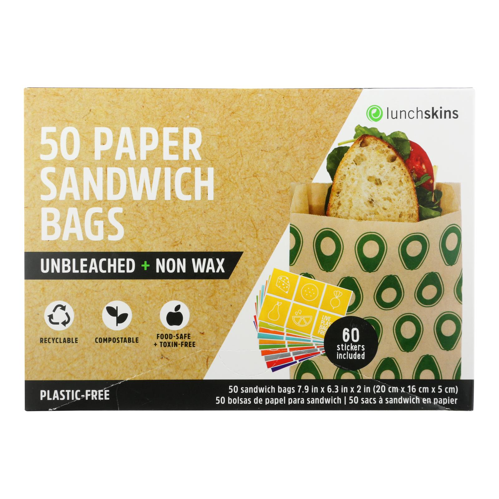 Lunchskins - Sandwich Bag Paper Avo - 12개 묶음상품 - 50 CT