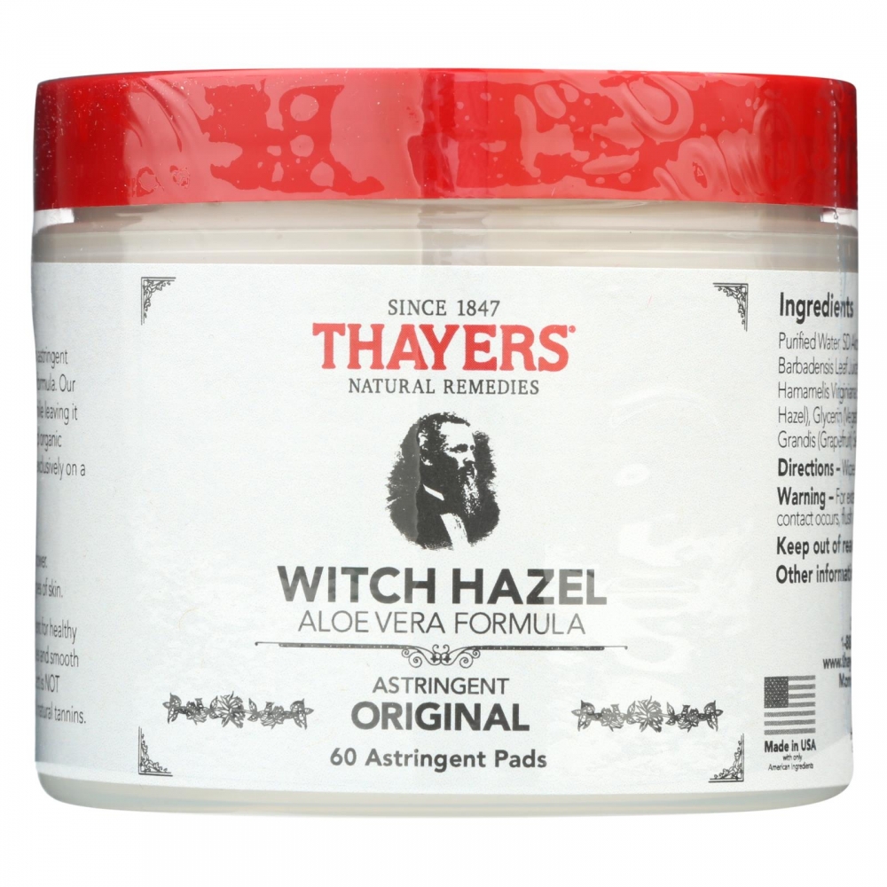 Thayers Witch Hazel with Aloe Vera - 60 Pads