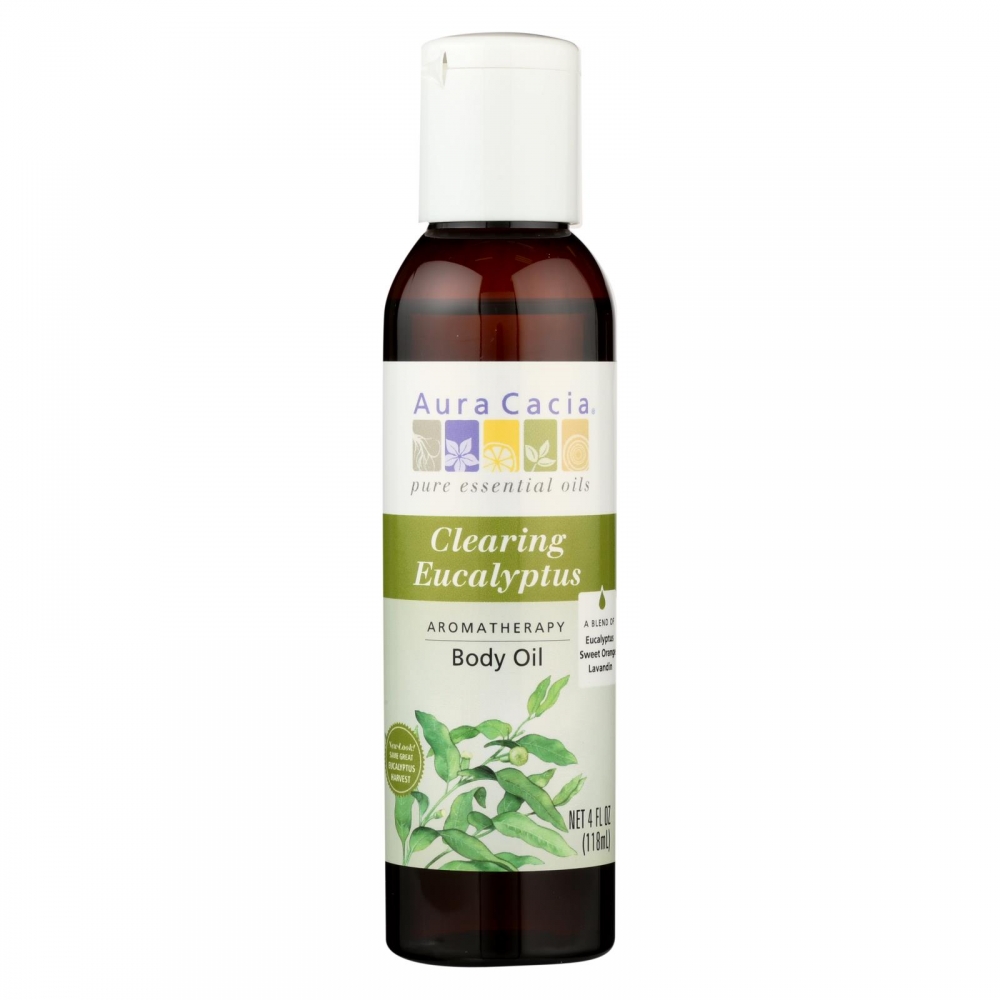 Aura Cacia - Aromatherapy Bath Body and Massage Oil Eucalyptus Harvest - 4 fl oz