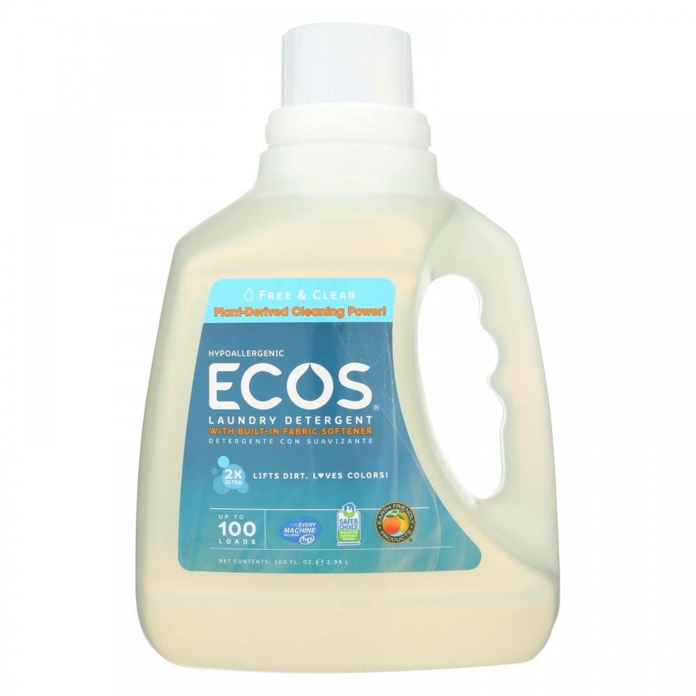 Earth Friendly Ecos Ultra 2x All Natural Laundry Detergent - Free and Clear - 4개 묶음상품 - 100 fl oz