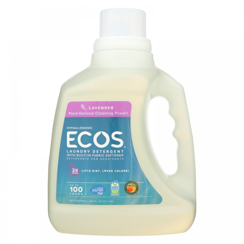 Earth Friendly Ecos Ultra 2x All Natural Laundry Detergent - Lavender - 4개 묶음상품 - 100 fl oz