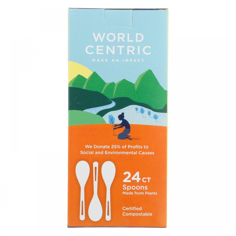 World Centric Cornstarch Compostable Spoon - 12개 묶음상품 - 24 Count