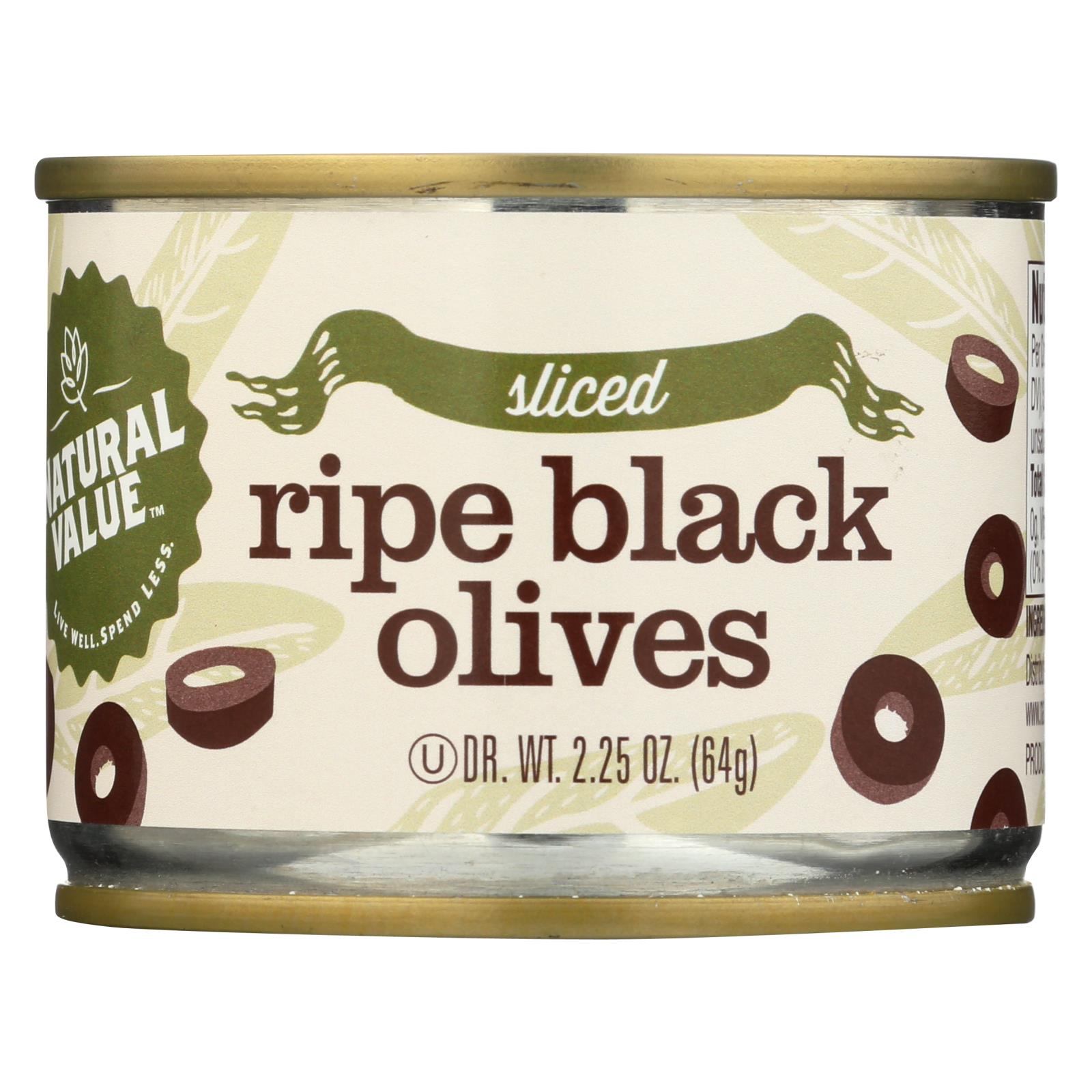 Natural Value, Ripe Sliced Black Olives - 24개 묶음상품 - 2.5 OZ