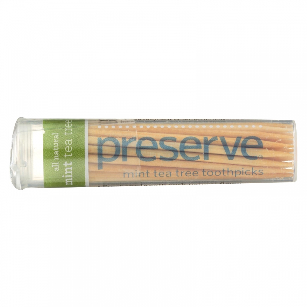 Preserve Flavored Toothpicks Mint Tea Tree - 35 Pieces - 24개 묶음상품