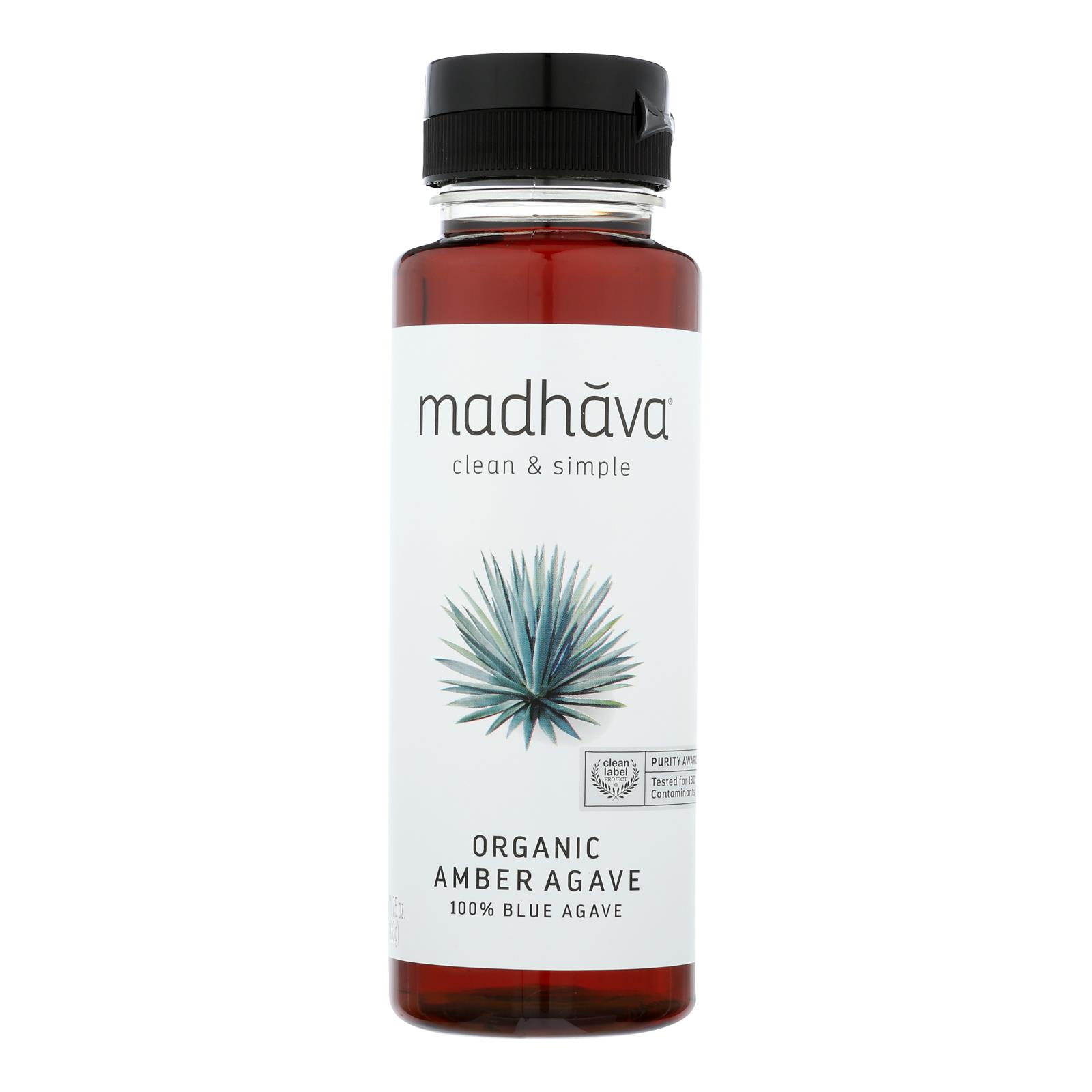 Madhava Amber Raw Organic Blue Agave Sweetener - Case of 6 - 11.75Z