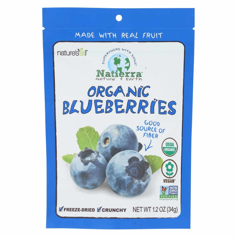 Natierra Fruit - Organic - Freeze Dried - Blueberries - 1.2 oz - 12개 묶음상품