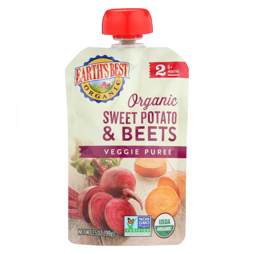 Earth's Best Organic Sweet Potato and Beets Baby Food Puree - Stage 2 - 12개 묶음상품 - 3.5 oz.