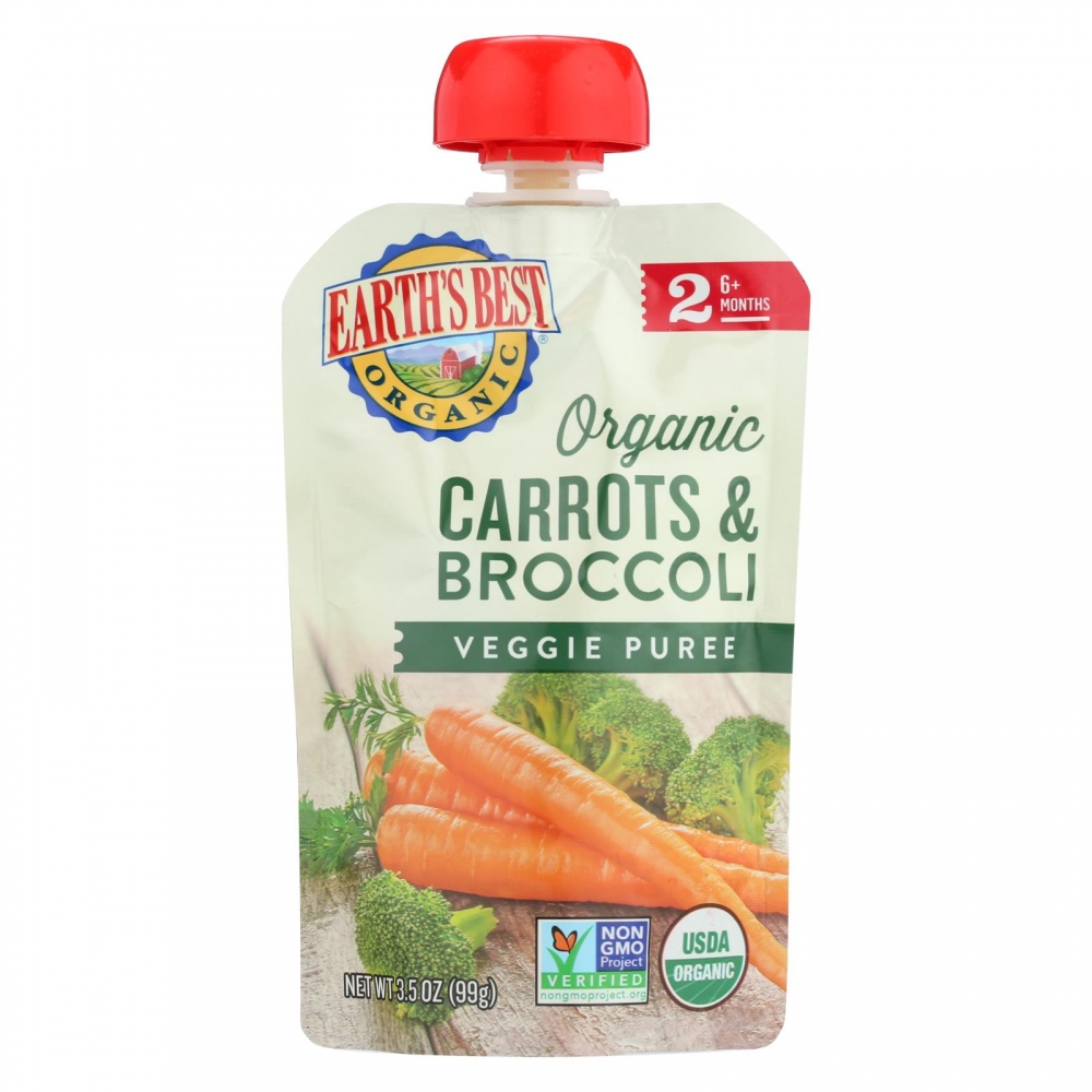 Earth's Best Organic Carrots and Broccoli Baby Food Puree - Stage 2 - 12개 묶음상품 - 3.5 oz.