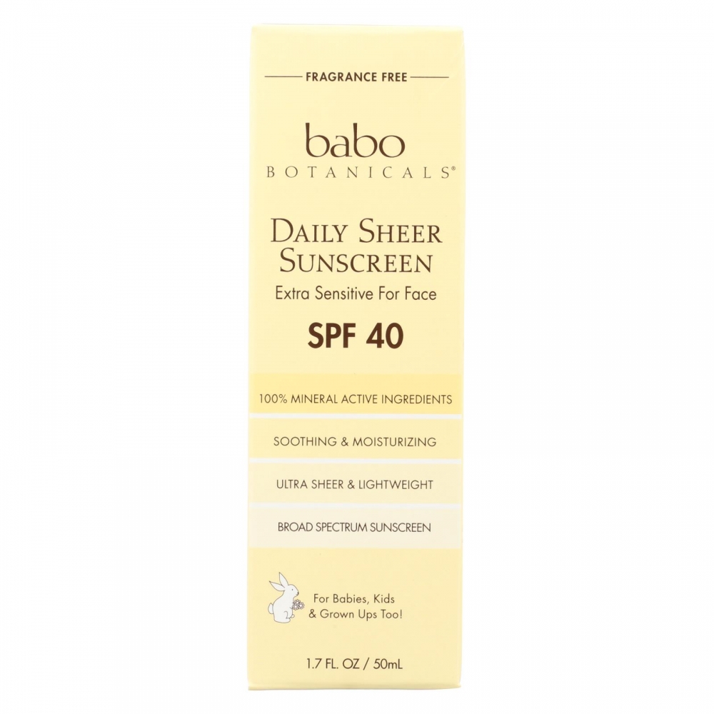 Babo Botanicals - Sunscreen - Daily Sheer - SPF 40 - 1.7 oz