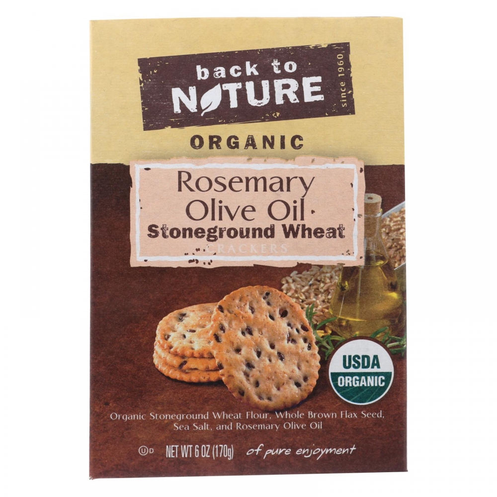 Back To Nature Crackers - Rosemary and Olive Oil Stoneground Wheat - 6개 묶음상품 - 6 oz.