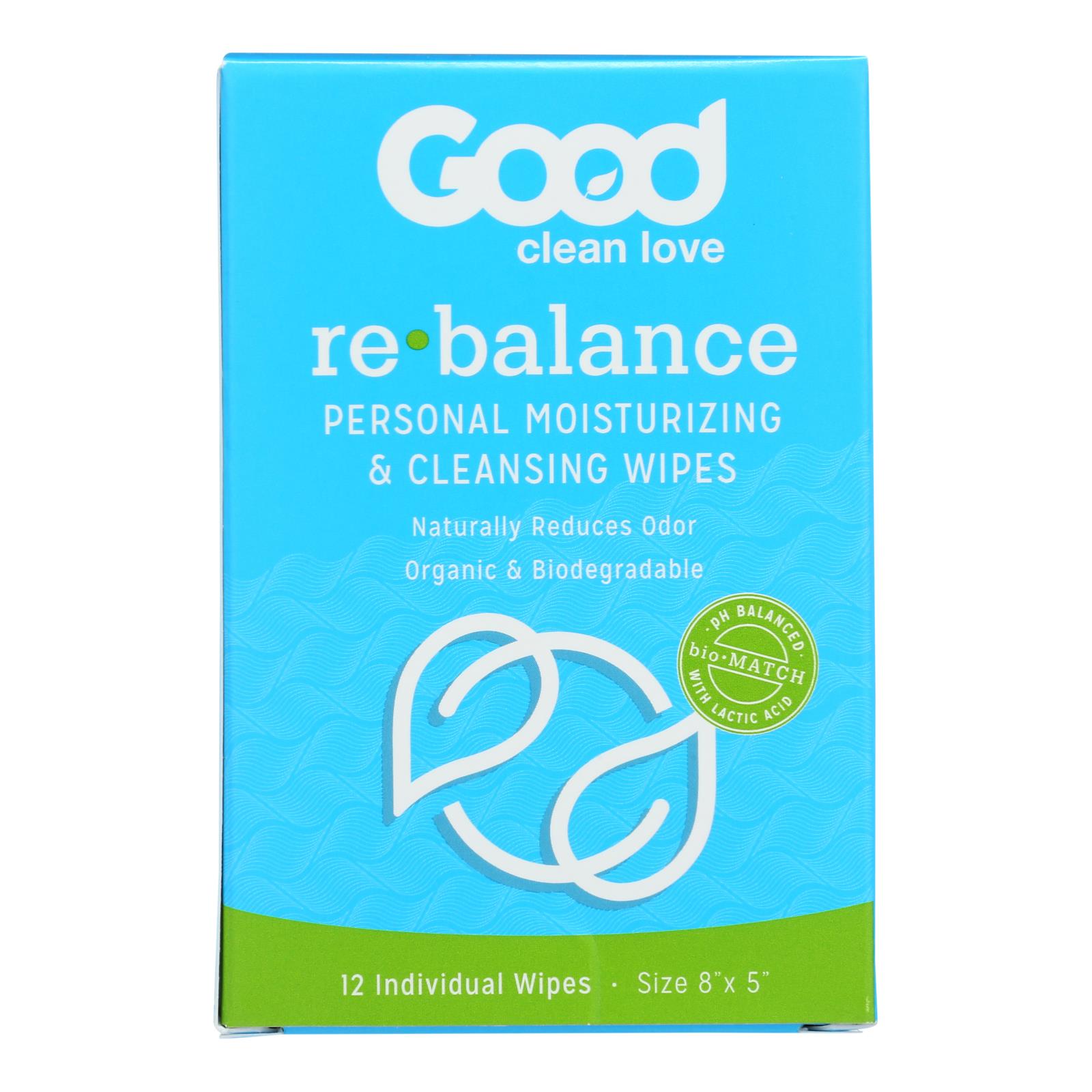 Good Clean Love Rebalance Personal Moisturizing & Cleansing Wipes - 1 Each - 12 CT