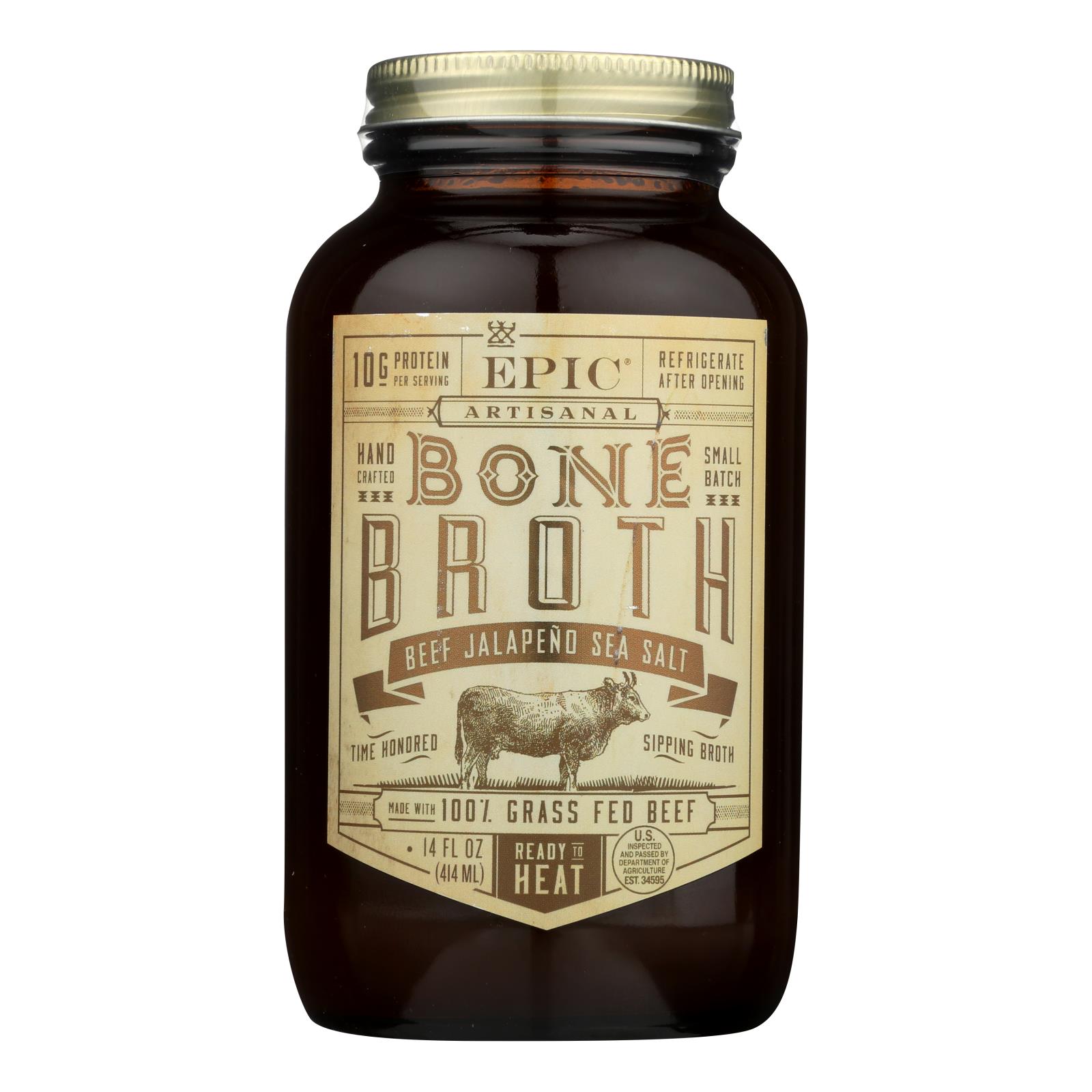 Epic Bone Broth-Beef-Jalapeno Sea Salt - 6개 묶음상품 - 14 FZ