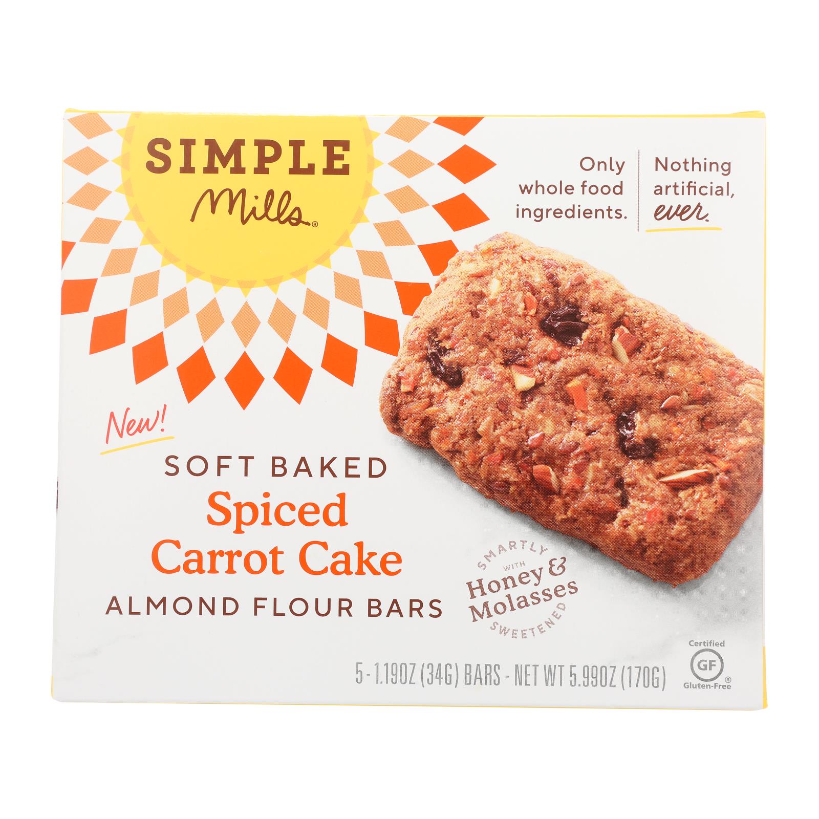 Simple Mills - Bar Sft Baked Spce Cartcake - 6개 묶음상품 - 5.99 OZ